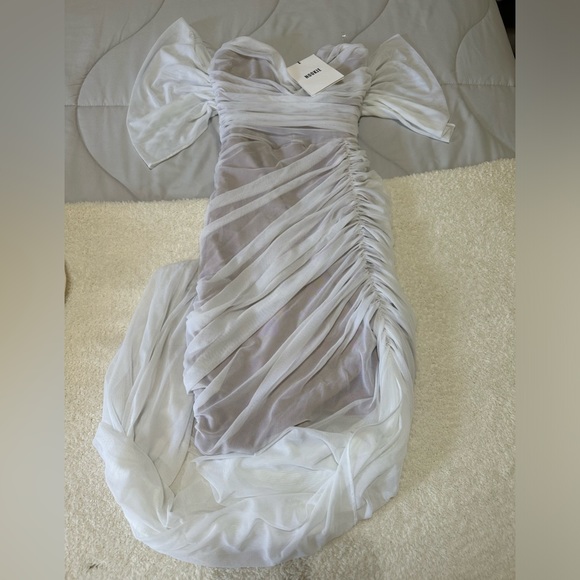 Nookie Dita Mesh Gown in White & Nude - Picture 10 of 11